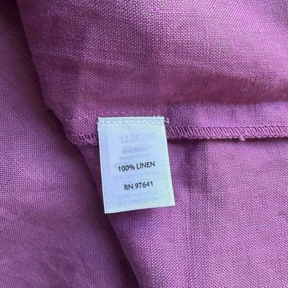 JJill Tunic Shift Dress Buttons 100% Linen Fuchsia Vacation Resort Large - Picture 5 of 5